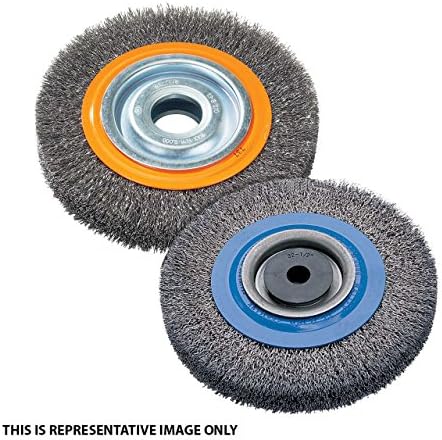 Walter 13B040 Stringer Bead Wheel Brush - 4 in. Orange Abrasive Wheel Brush with Crimped Wires, Round Hole, Carbon Steel