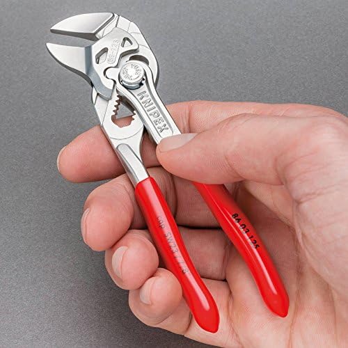 KNIPEX Tools Cobra Water Pump Pliers (8701150), 6-Inch,Red and KNIPEX Tools 86 03 125, 5-Inch Mini Pliers Wrench Bundle