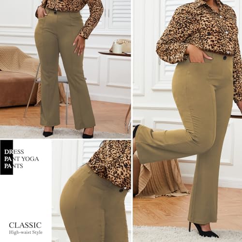 DGD Wrinkle-Free Stretch Dress Pants Plus Size for Women Pull-on Pant Ease into Comfort Office Pant