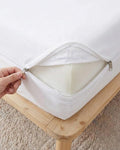 JS Sanders Zippered Mattress Protector Twin Size – Soft 100% Egyptian Cotton, 600 Thread Count Deep Pocket Fitted Sheet Encasement Cover for Bed Breathable, 12-16 Inch Fit, White 39x75