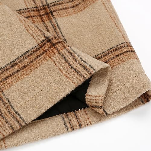 IDEALSANXUN Plaid Skirts for Women Fall Winter Knee Length Pencil Wool Skirt with Slit