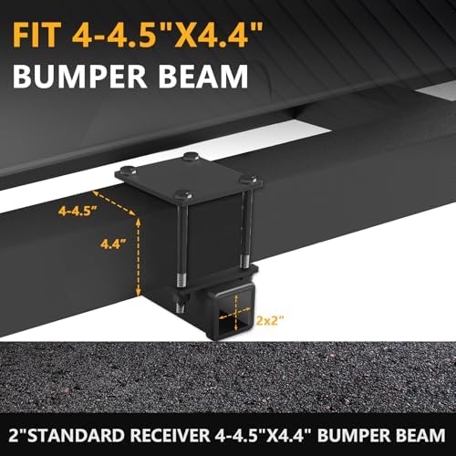 YZONA Tow Hitch 2 Inch, RV Bumper Hitch Receiver Adapter Fits 4-4.5" Beam, 200 Lbs Tongue Weight Capacity, Travel Trailer Rear Bumper with Hitch Pin & Hitch Cover, Fit for Camper Bike Racks Cargo Car