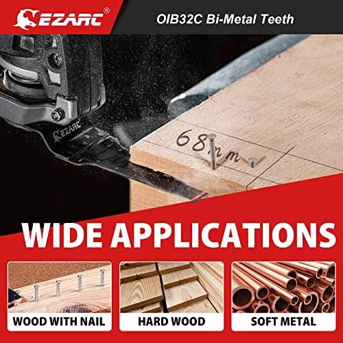 EZARC Oscillating Saw Blades - 10 PCS Extra-Long Reach Arc Edge Multitool with Japanese Teeth, CRV and Bi-Metal Clean Cut for Wood Metal, Universal Quick Release Tool Kits
