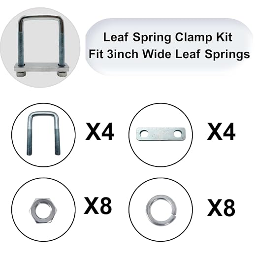 4 Pack Square U-Bolt for Trailer- Fits 3 Inch Wide Leaf Springs, Galvanized Steel Clamp Set, Secure Fit for Truck, Boat and Trailers