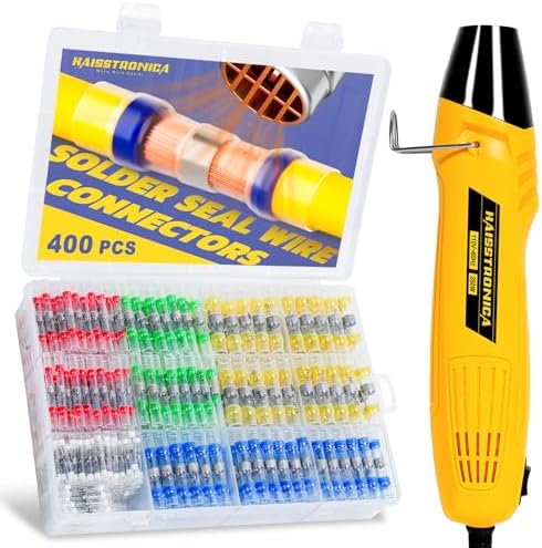 haisstronica 400PCS Solder Seal Connector Kit, 350W Heat Gun, AWG 26-10