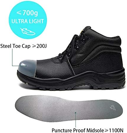 DRKA Water Resistant Steel Toe Work Boots For Men,6'' EH-Rated Safety Boots