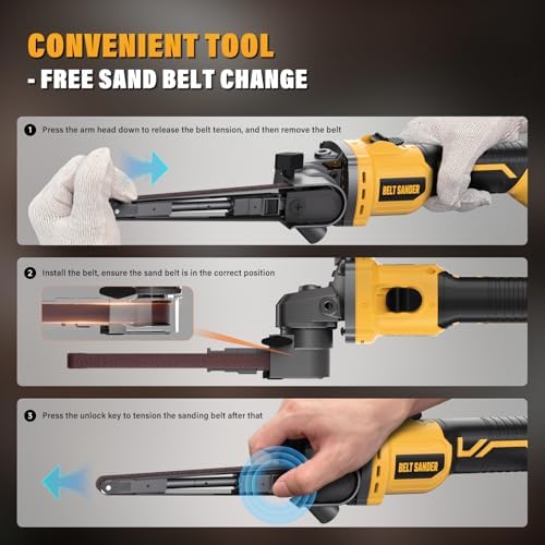 20V Cordless Deatil Belt Sander Compatible with DEWALT 20V MAX Battery