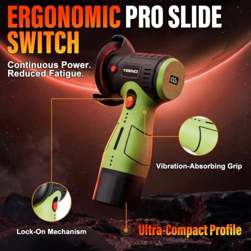 TEENO Brushless Cordless Angle Grinder 3", 16.8V Cut-Off Tool, LED, Green