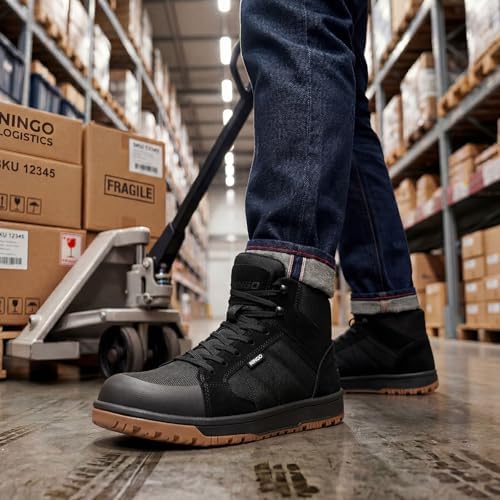 NINGO Composite Toe Work Shoes for Men, Lightweight Composite Toe Boots