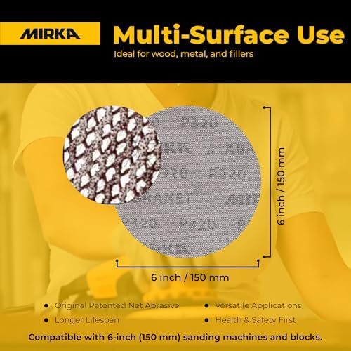 Mirka Abranet 6 Inch Grip Sanding Discs Hook and Loop 120 Grit