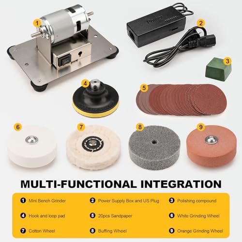 Sbestily Versatile Electric Mini Bench Grinder, Jewelry Buffer & Polisher