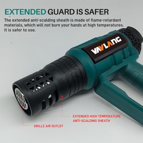 Upgraded Heat Gun - 8 Temp Settings & 2 Fan Speeds, with 4 Nozzles for Welding, Paint Stripping, Shrink Wrapping, Thawing, DIY QR611B