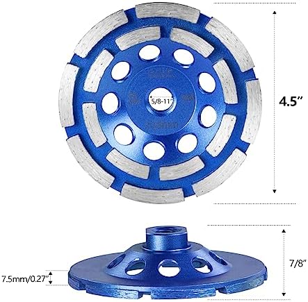 SALI 4.5 Inch Concrete Grinding Wheels 16 Turbo Diamond Segments 5/8-11 Arbor Diamond Grinding Wheel Fit for Paint, Epoxy, Mastic Coating Removal