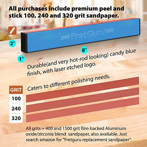 FretGuru Fret Leveler - Professional Sanding Beam Ultra-Precision, 10"