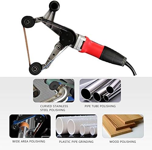 SPTA 110V 800W Professional Stainless Steel Pipe Tube Polisher Sander with Alumina Oxide Sanding Belt, Silicon Carbide Wheel, Pole Burnishing Polisher Machine