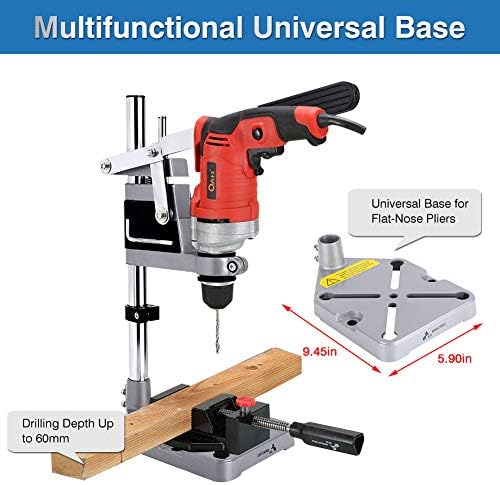 Drill Stand for Hand Drill Universal Drill Press Stand Adjustable Bench Drill Press Universal Bench Clamp Drill Press Holder Table Workbench Repair Tool Heavy Duty Single Hole Aluminum Base