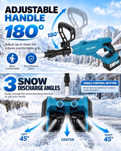 Cordless Snow Shovel, 15” Brushless Snow Blower with 2×6.0Ah Batteries