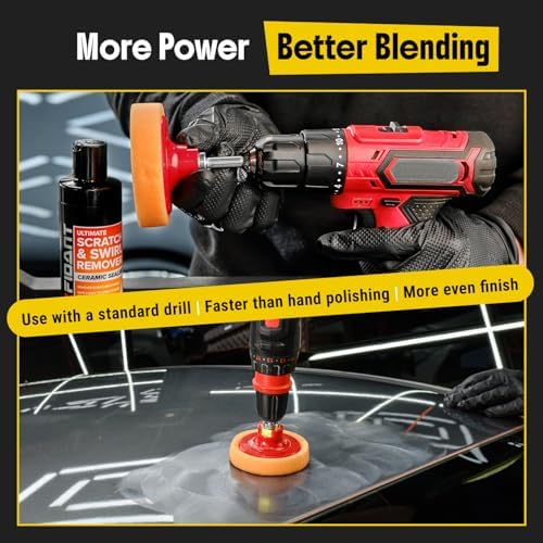 Carfidant Scratch and Swirl Remover - Car Scratch Remover for Vehicles Paint - Polishing Compound for Cars - Paint Restorer Kit with Pad, Microfiber and Drill Attachment