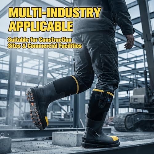 Trudave Steel Toe Rubber Boots for Men with Steel Shank, Anti Slip Waterproof Mens Mud Boots Hunting Work Boots, Durable Rain Boots for Construction, Farming, Size 6-14