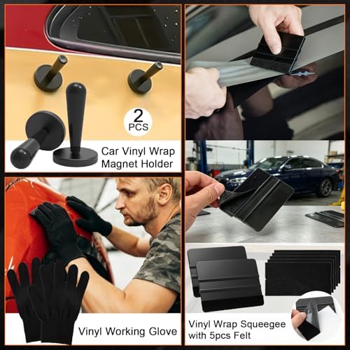 48PCS Vinyl Wrap Tool Window Tinting Kit with Heat Gun,Car Wrapping Kit for Window Tint Include Sponge Roller,Magnet Holder,Tint Squeegee,Film Cutter,Vinyl Tucking Tool for Car Film Installation