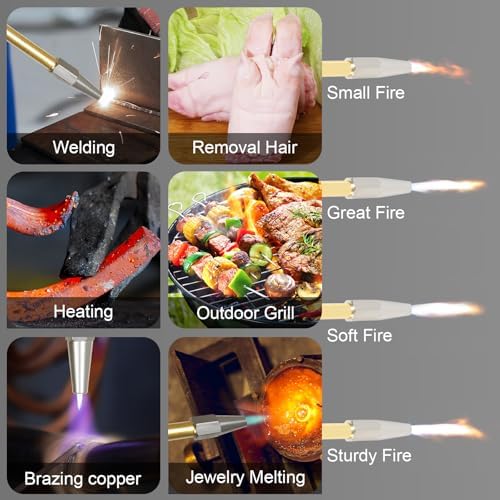 Brazing Torch for MAPP Gas & Propane, Brass & Stainless Steel Welding Torch with Dual Pressure Meters, Propane Cutting Torch for Soldering, Jewelry, HVAC, Glass Blowing