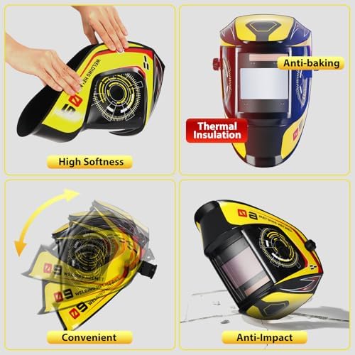 Welding Helmet True Color Auto Darkening Hood for TIG MIG ARC Welder Mask with Adjustable Shade Range 4/5-9/9-13…
