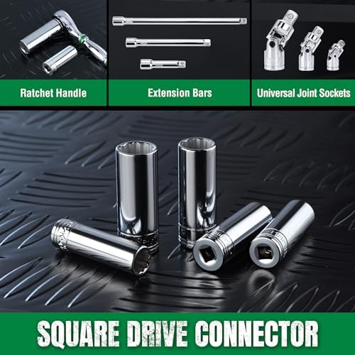 SK Tools USA 1/4" Drive Socket Set, Deep Metric Sockets, 11-Piece 5-14mm | 12 Point, SuperKrome Finish, Premium CR-V Steel, with Storage Rail