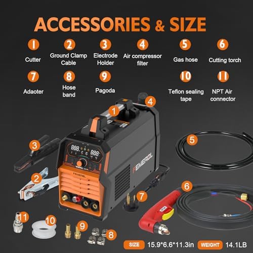 FEMEROL 2 in 1 Plasma Cutter & Stick Welder, Non-High Frequency 60A Plasma Cutting Machine 200A MMA Welder, Large Digital Display Non-Touch Pilot Arc, 110V/220V Dual Voltage Welder Combo