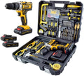 125-Piece Home Tool Set with Drill,21V Cordless Power Drill Tool Box with 2 Battery,Electric Drill Driver Tools Kit for Home Repair and DIY Projects