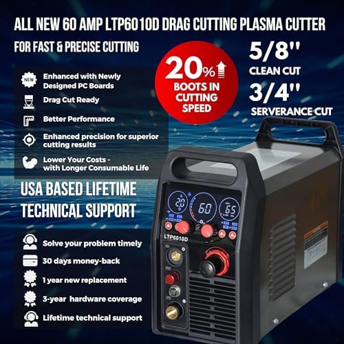 LTP6010D 60A Drag-Cut Pilot Arc Plasma Cutter 110V/220V