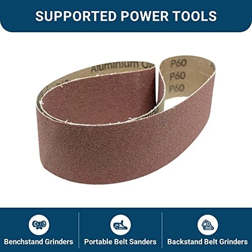 Benchmark Abrasives 2" x 36" Aluminum Oxide Sanding Belts for Grinding Deburring Polishing Rust Removal on Metal, Stainless Steel, and Carbon Steel, Use with Belt Disc Sander (6 Pack) - (80 Grit)