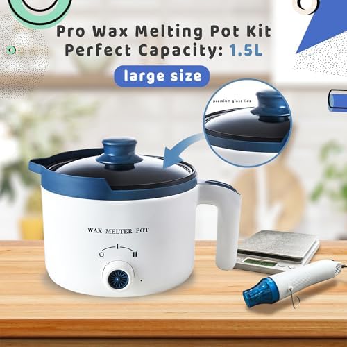 Wax Melting Pot Kit with Digital Scale(No Battery), Heat Gun, Thermometer