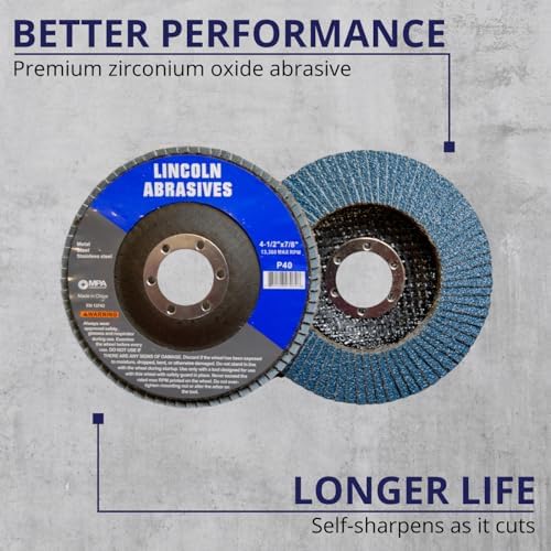 50 Pack Flap Discs 60 Grit 4.5" x 7/8" Sanding Wheels