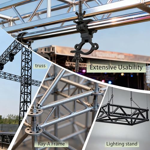 Lighting Truss Swivel Coupler Clamps for Lights, Quick Release Dual Head Truss O Clamp, 35mm-45mm(1.38in-1.77in) Dual Swivel Tube Clamp, Wrap Around Pipe Clamp Mounting Bracket(Black)