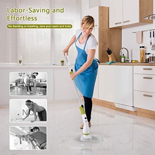 Electric Spin Scrubber Upgraded Power Scrubber 360 Cordless Tub and Tile Scrubber with 4 Replaceable Shower Scrubber Brush Heads, 1 Extension Arm for Cleaning Bathroom, Floor, Wall, Kitchen, Tub, Tile