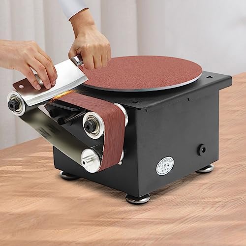 CNCEST 7 Speed Disc Sander Machine,Mini Belt Disc Sander Sanding Disc,Sanding Belts