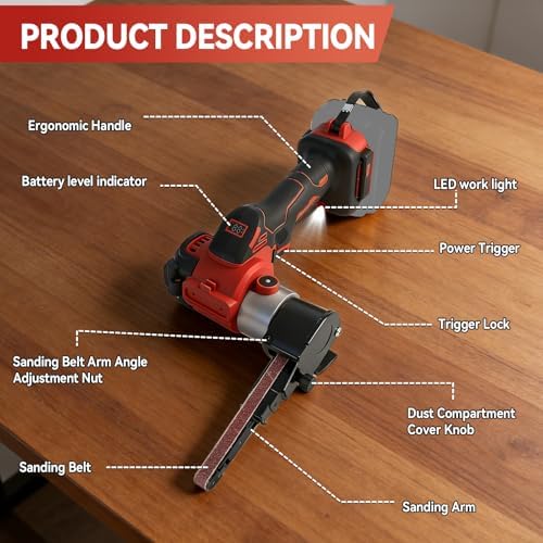 Brushless Cordless Belt Sander for Milw-aukee 18V Batteries(No Battery)