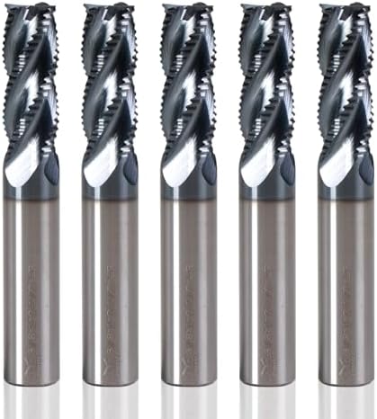 3/8" 4 Flute Roughing End Mill AlTiN Coated Carbide, 5Pcs