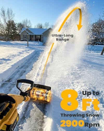 Cordless Snow Shovel Kit with 2 Batteries (4.0Ah) – Lightweight Electric Snow Blower for Seniors with Adjustable Directional Throw – 21V Battery Powered Snow Shovel for Patios, Decks & Steps