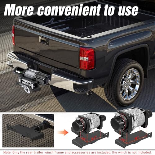 YZONA Tow Hitch 2 Inch, Trailer Hitch Winch Mount with 2" Receiver, Universal Heavy-Duty Winch Plate Bracket for Truck/Pickup/ATV/UTV/SUV, 17000 lbs Towing Capacity, Mounting Cradle, Black