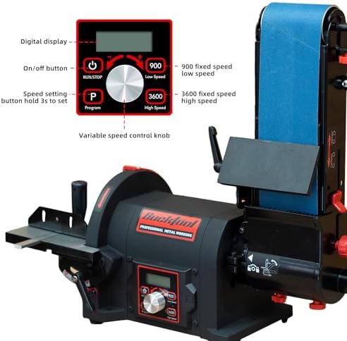 BUCKTOOL 1HP VFD Variable Speed Belt Disc Sander,4x36" Belt,8" Disc