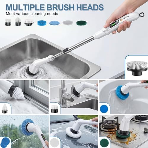 Cordless Electric Spin Scrubber with Extendable Long Handle