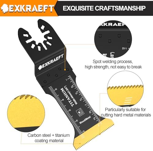EXKRAEFT 18 PCS Titanium Multitool Blades, Oscillating Saw Blades for Metal