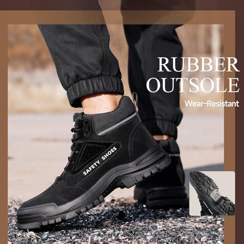 GUSAYEX Steel Toe Boots for Men Puncture Resistant Work Boots