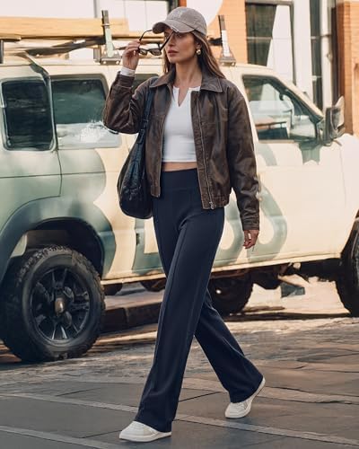 G4Free EverGoing Wide Leg Yoga Pants for Women Front Seam with Pockets