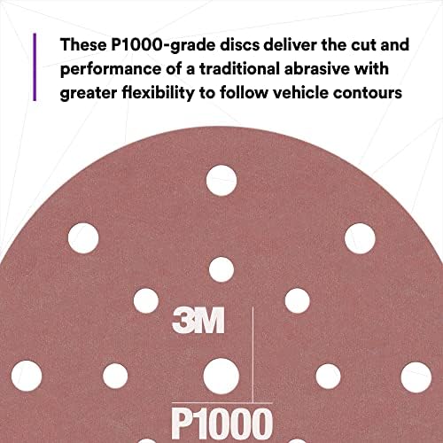 AMAPR 3M Hookit Flexible Abrasive Disc 34407, 6 in, 1000+ Grade, 25 Pack, Primer Sanding, E-coat Sanding, Blending