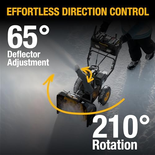 Poulan Pro PR241 24" Gas Snow Blower, 212cc, 2-Stage Electric Start Snow Thrower, Self-Propelled with 210° Remote Chute, 40ft Throwing Distance, Heated Grips, LED Lights, Steel Auger and 14" Tires