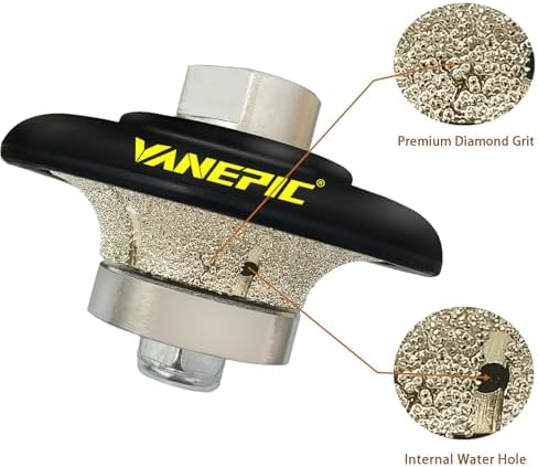 1/2 inch B13 Diamond Demi bullnose Half Bullnose Profile Wheel Diamond Hand Profiler Router bit with 5/8-11 Thread for Grinder Polisher Granite Marble Concrete and Countertop Edge