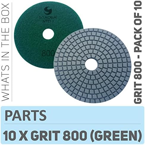 PPW159D Diamond Polishing Pads 4 Inch - For Concrete Terrazzo Marble Granite Edge Countertop Floor Wet Polishing, Grit 800 - Pack of 10