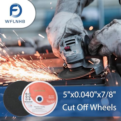 WFLNHB 50 Pack 5"x0.040"x7/8" Metal and Stainless Steel Cut Off Wheels Replacement for Angle Grinders